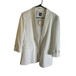 New $75 Anne Klein Open Blazer Ivory XL Lined Office Church Quiet Luxury Preppy